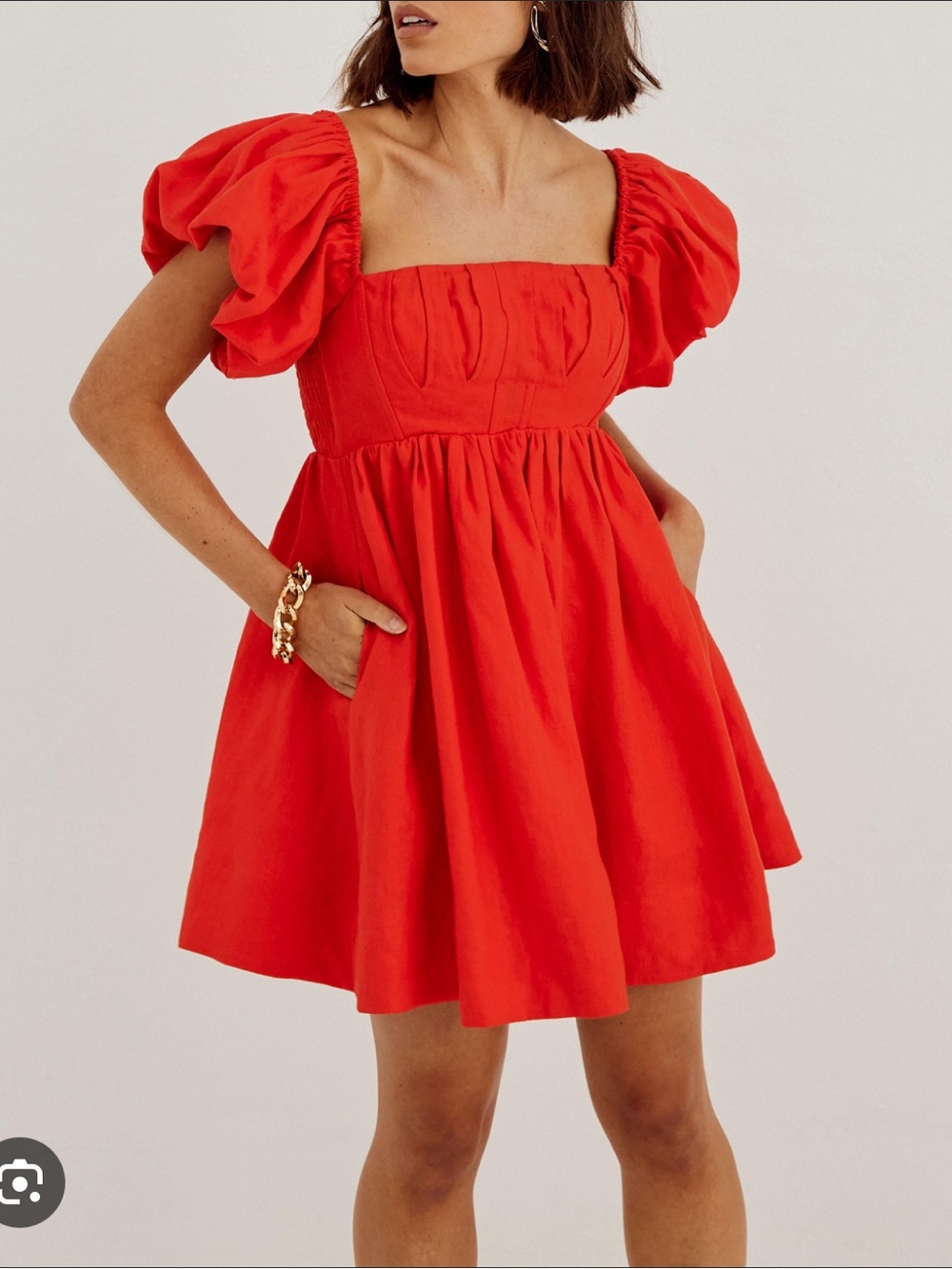 Sovere Relish Puff Sleeve Square Neck Mini Dress